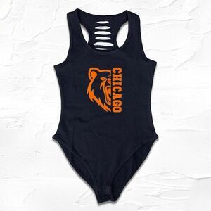 Black/Orange Chicago Football Bodysuit, CHI-TOWN Girl Shirt